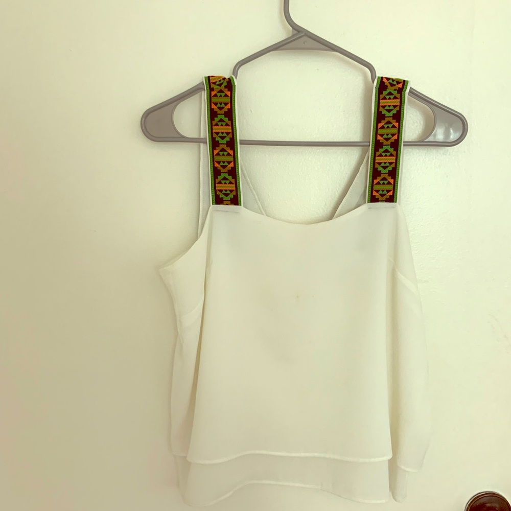 White Top with patterned straps